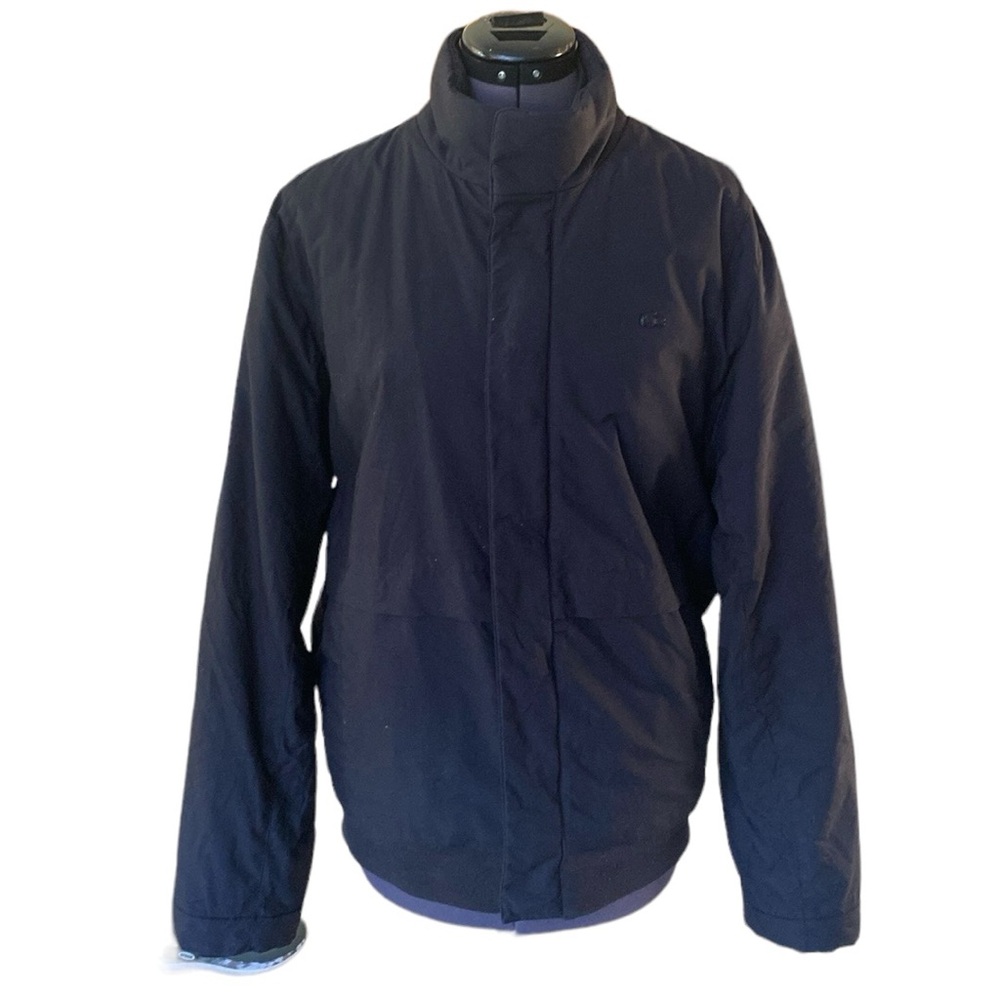 Lacoste Thick Double Rib Cuffs & Collar Bomber Puffer Jacket Black M Black Front